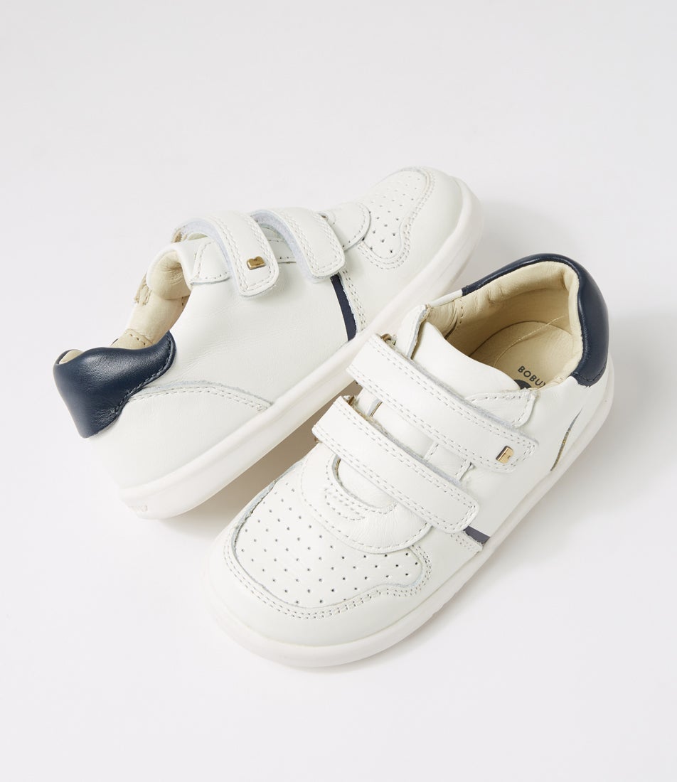 bobux Iw Riley Toddler White Navy Leather Sneakers