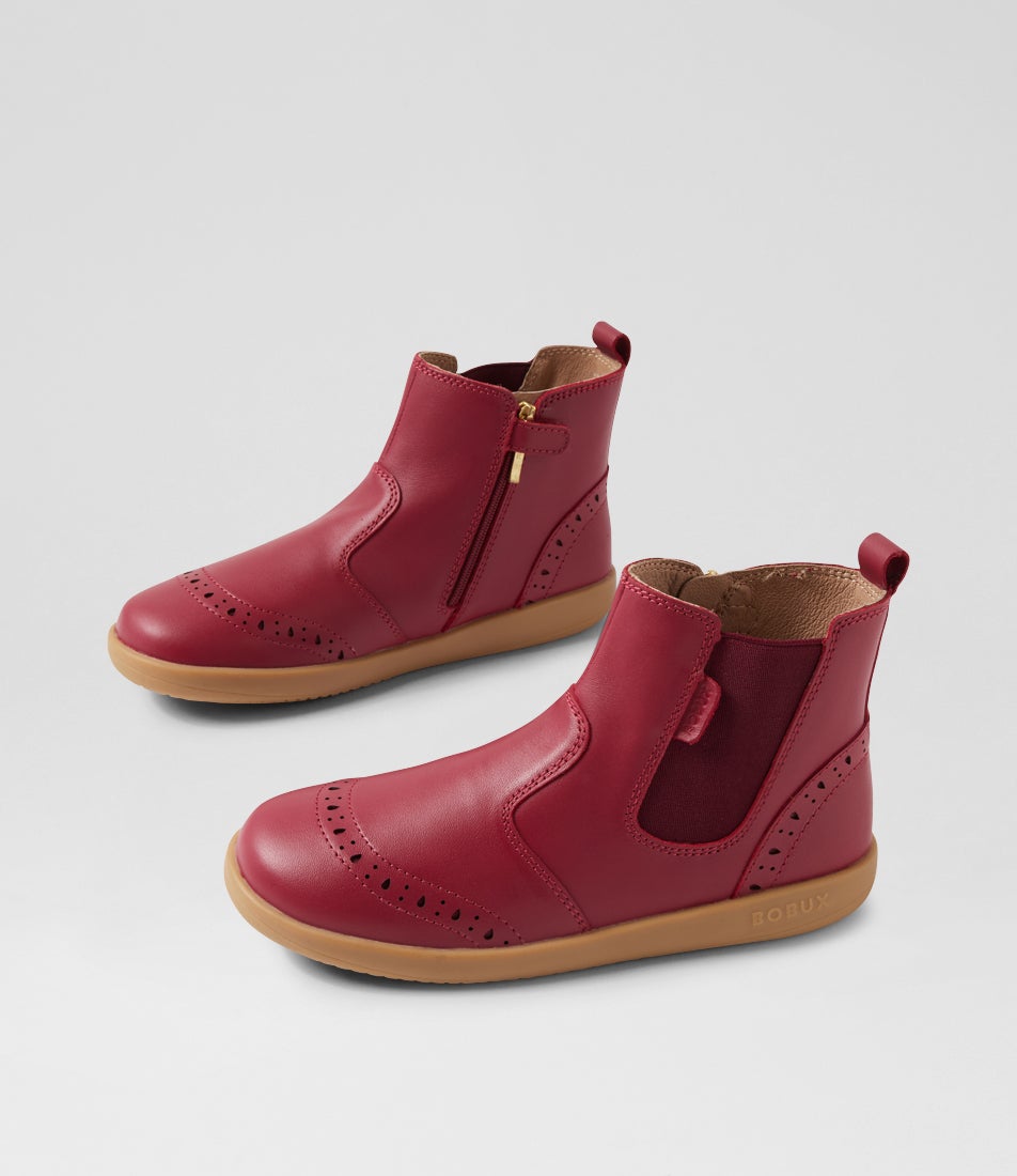 bobux Kp Billie Tibitan Red Leather Ankle Boots