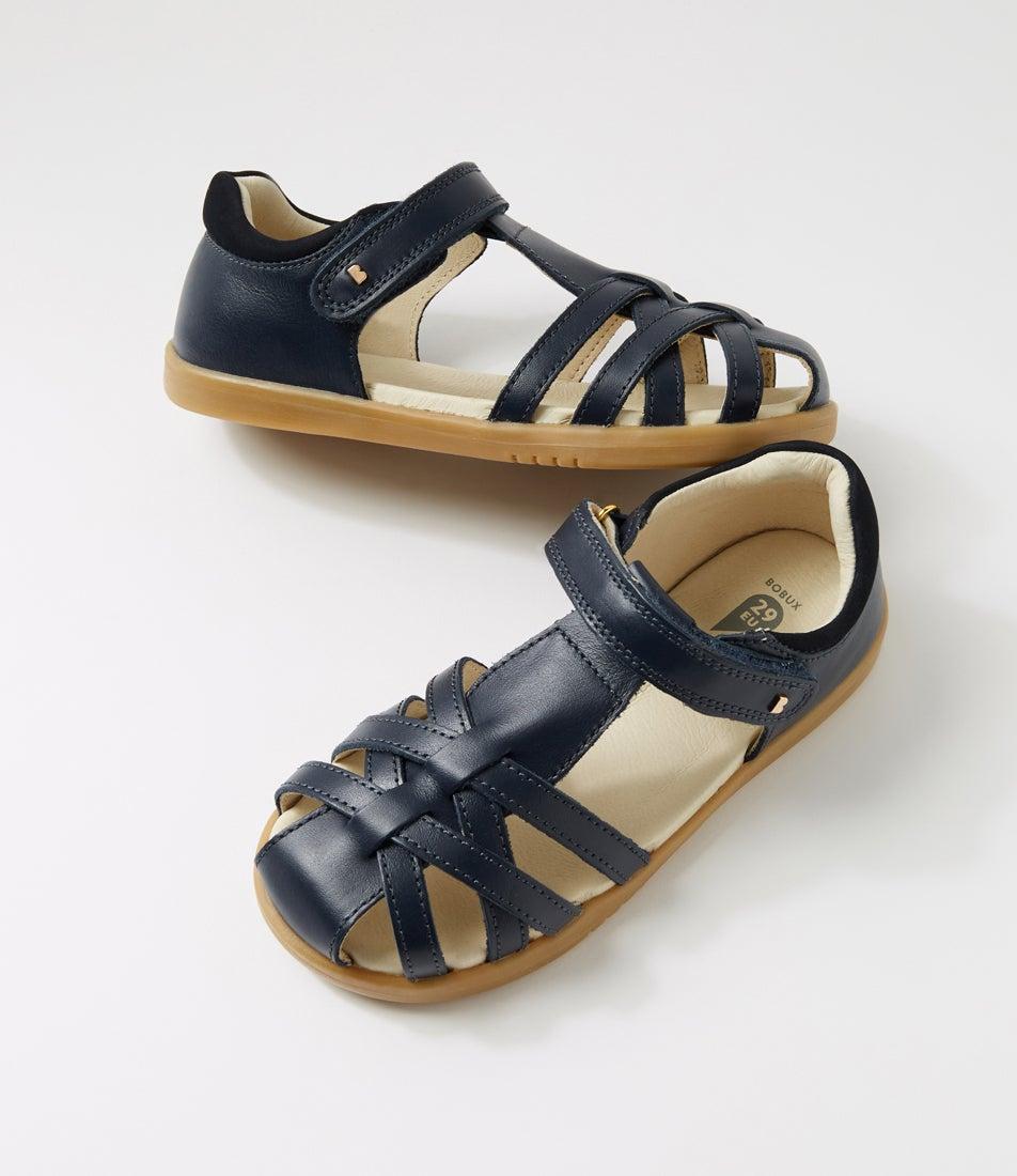 bobux Kp Cross Jump Junior Navy Leather Flat Shoes
