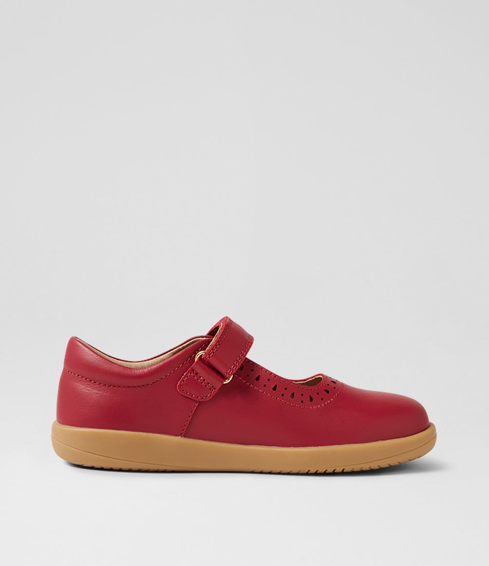 Bobux Kp Lola Tibitan Red Leather Flat Shoes