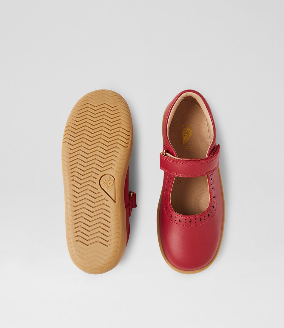 Bobux Kp Lola Tibitan Red Leather Flat Shoes
