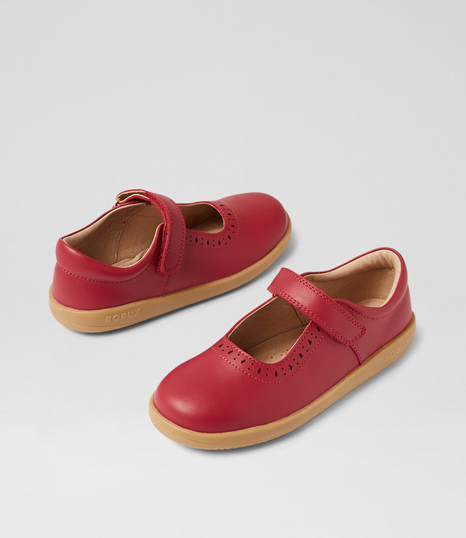 bobux Kp Lola Tibitan Red Leather Flat Shoes