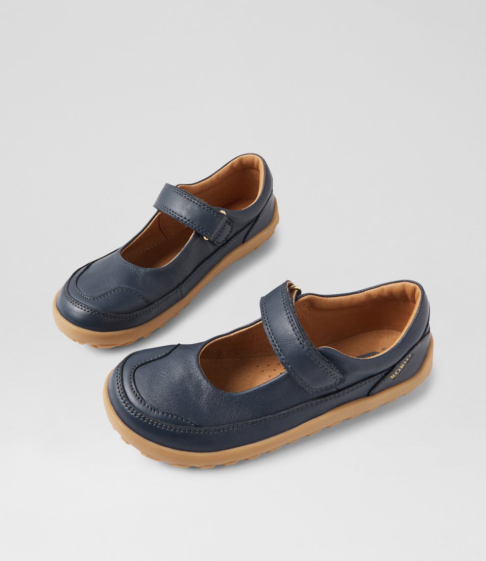bobux Kp Lucy Navy Leather Flat Shoes