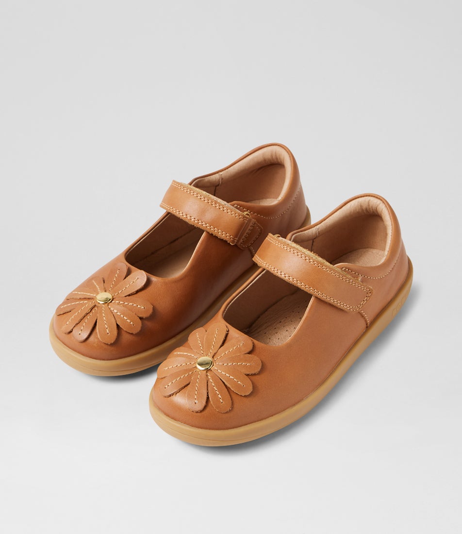 bobux Kp Pixie Caramel Leather Flat Shoes