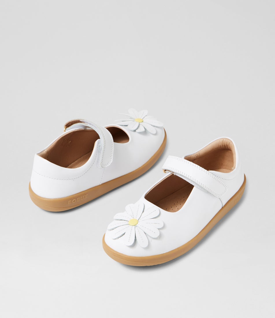 bobux Kp Pixie White Leather Flat Shoes