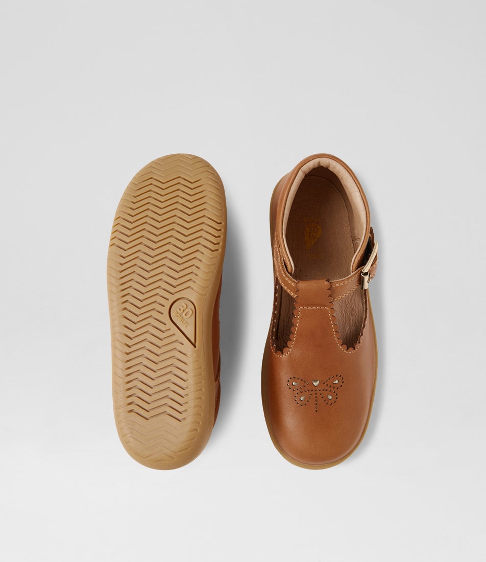 Bobux Kp Poppy Caramel Leather Flat Shoes