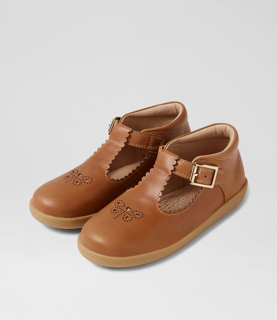 bobux Kp Poppy Caramel Leather Flat Shoes