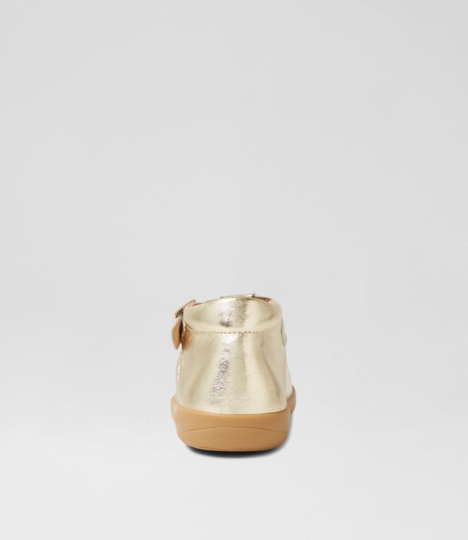 Bobux Kp Poppy Gold Leather Flat Shoes