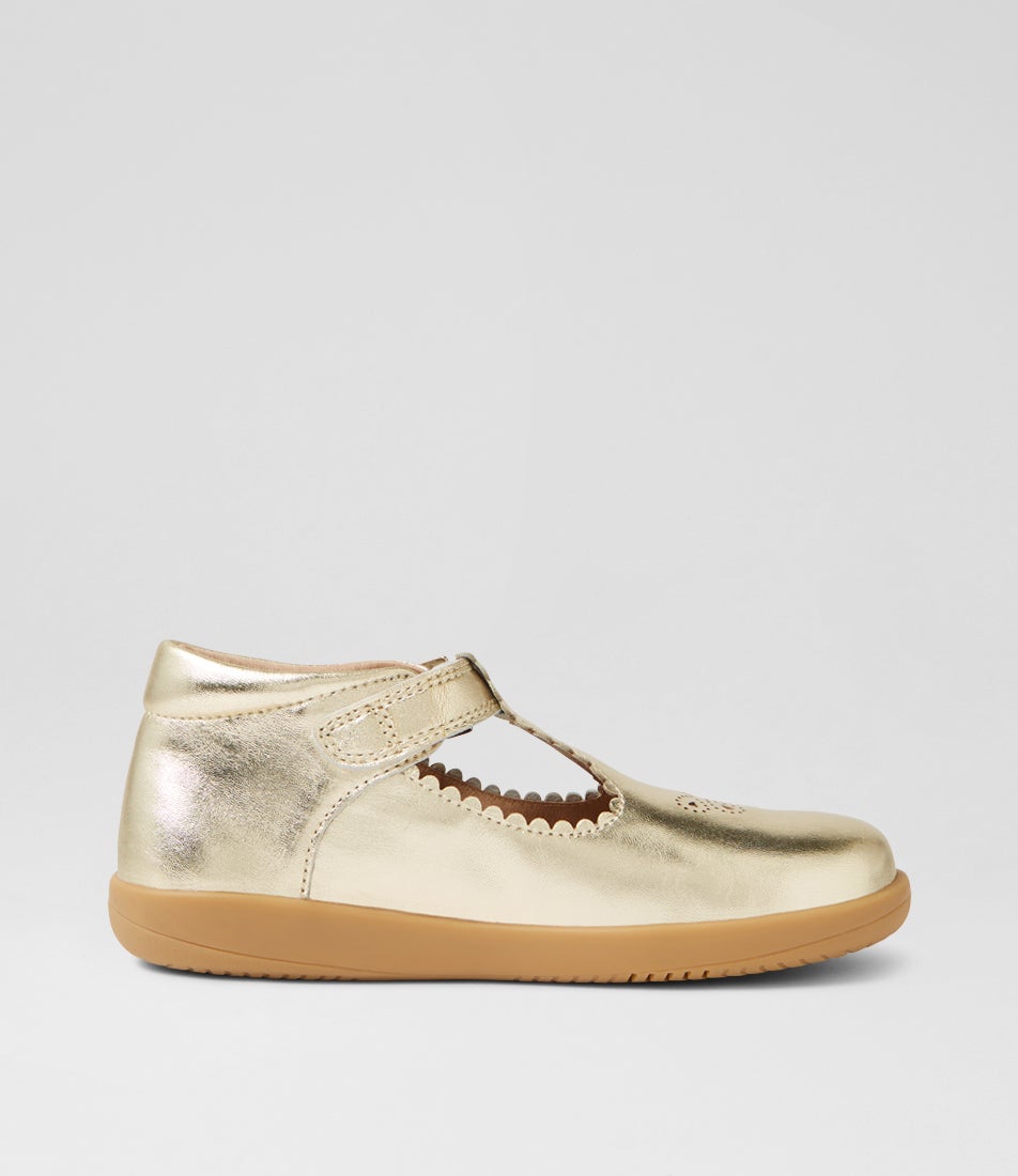 Bobux Kp Poppy Gold Leather Flat Shoes
