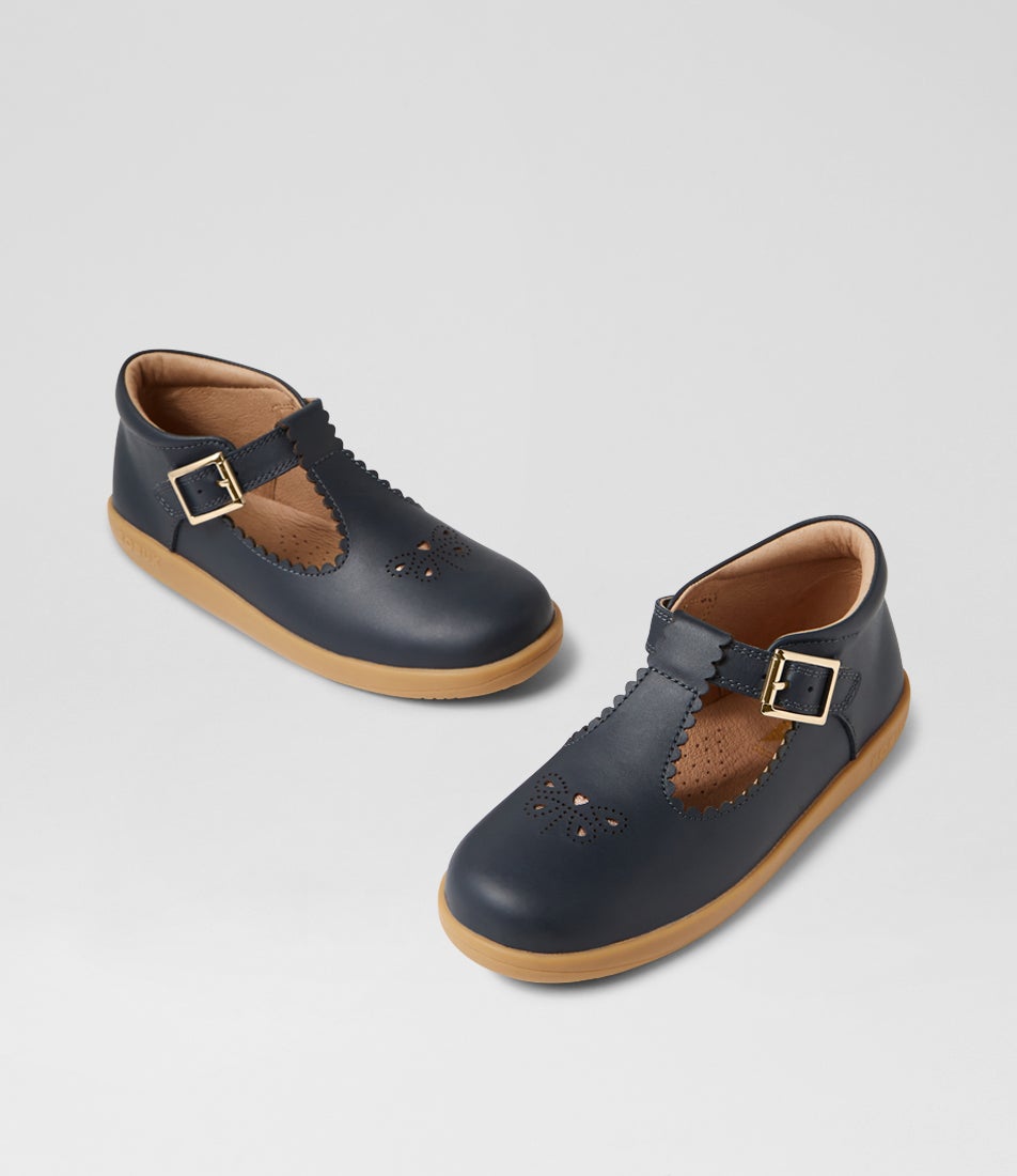 bobux Kp Poppy Navy Leather Flat Shoes
