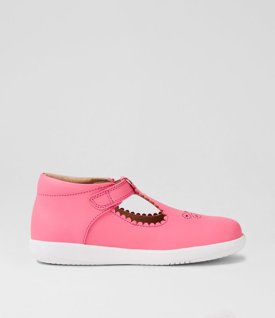 Bobux Kp Poppy Pink Lemonade Leather Flat Shoes