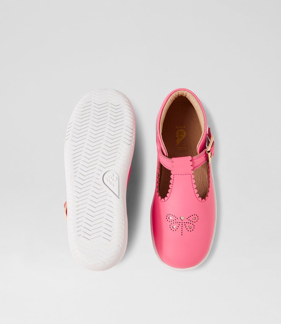 Bobux Kp Poppy Pink Lemonade Leather Flat Shoes