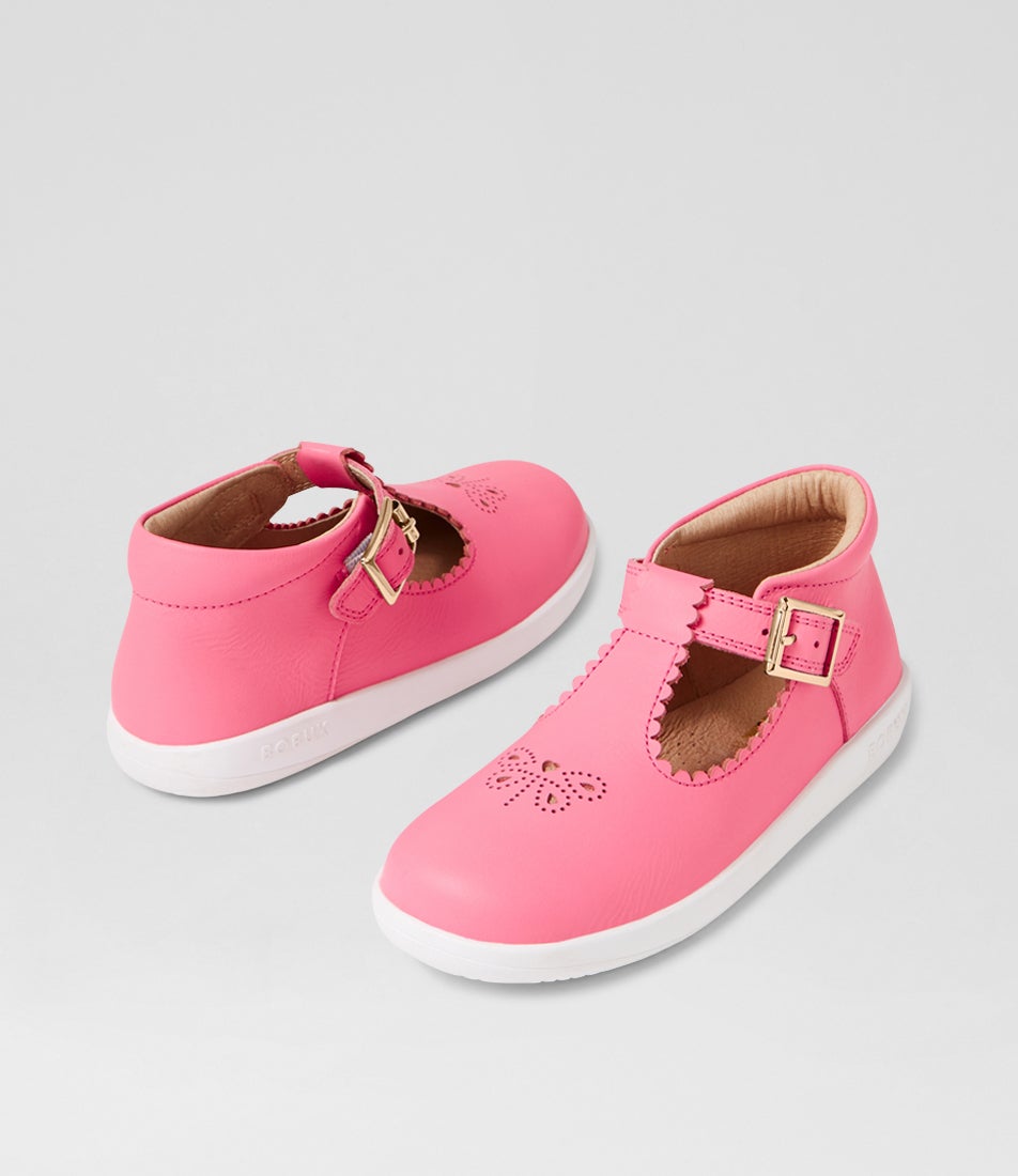 bobux Kp Poppy Pink Lemonade Leather Flat Shoes