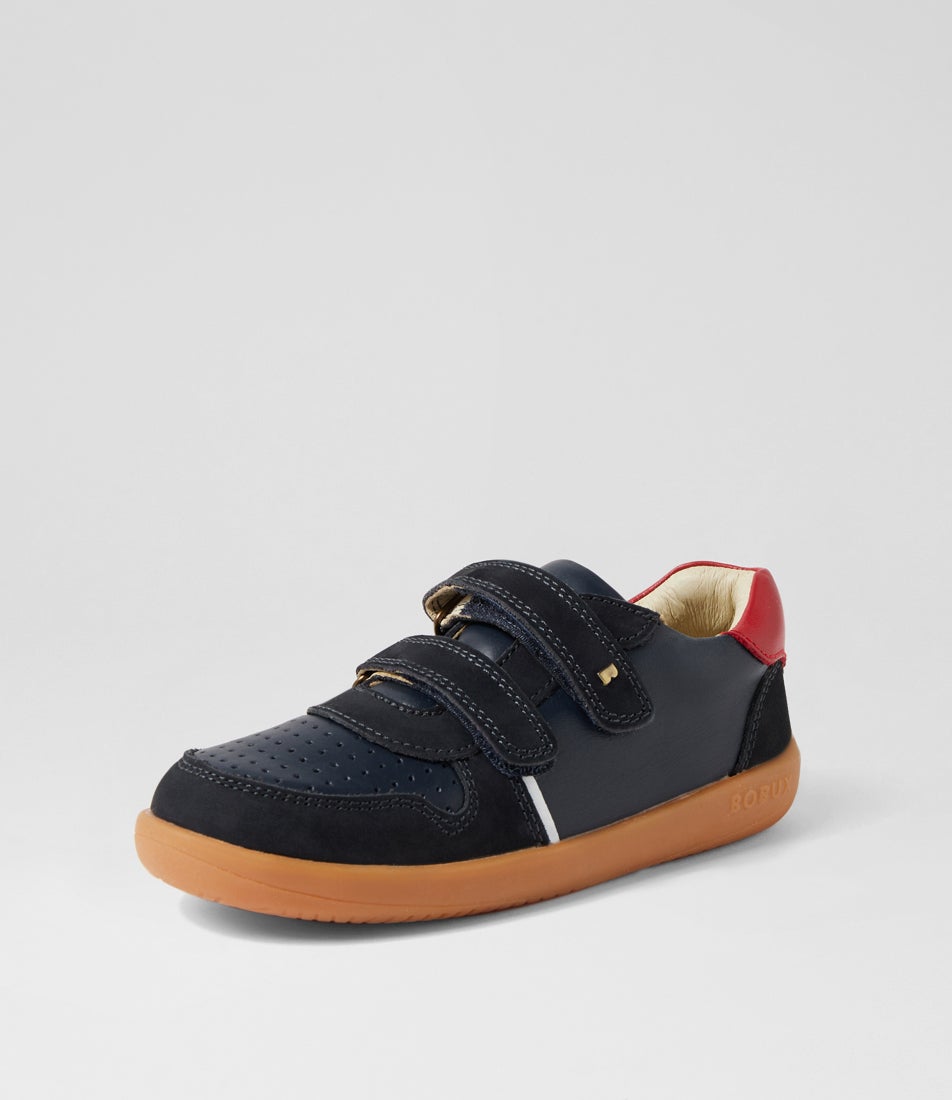 Bobux Kp Riley Junior Navy Red Leather Sneakers