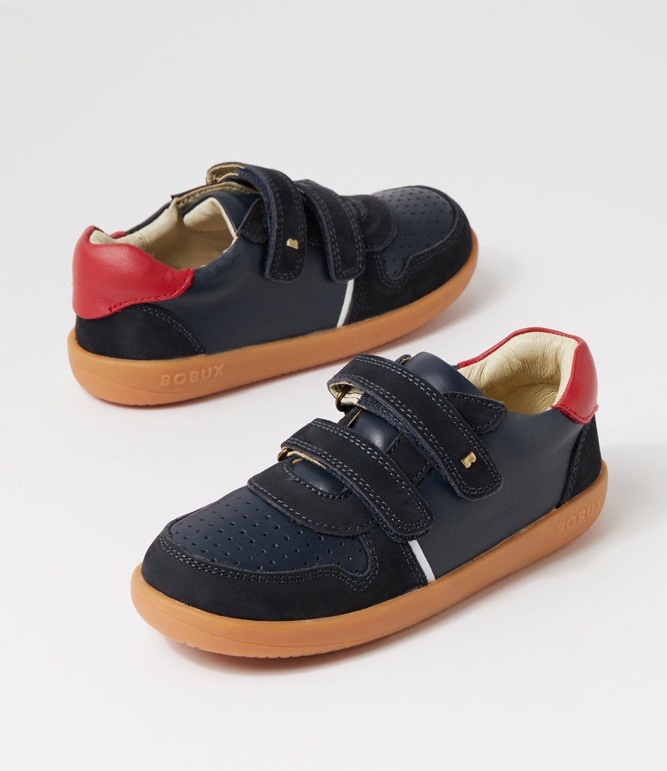 bobux Kp Riley Junior Navy Red Leather Sneakers