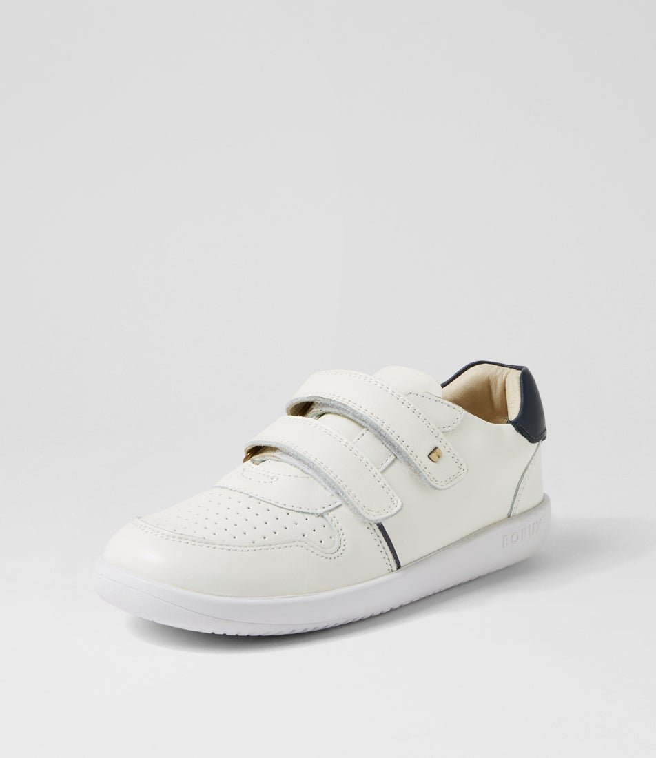 Bobux Kp Riley Junior White Navy Leather Sneakers