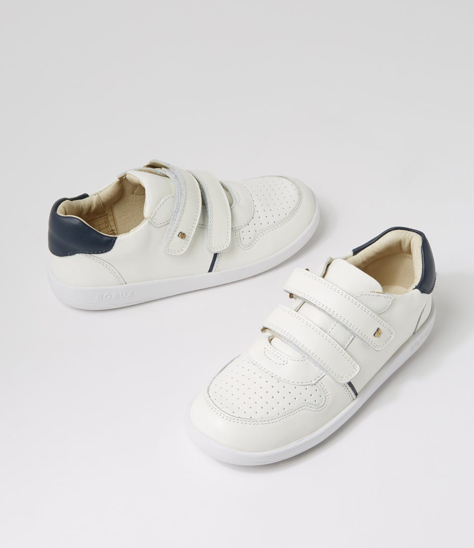 bobux Kp Riley Junior White Navy Leather Sneakers