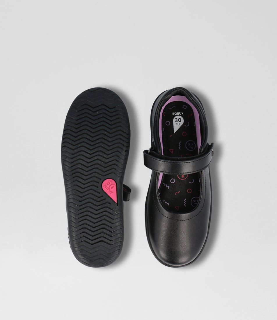bobux Kp Spark Black Leather Flat Shoes