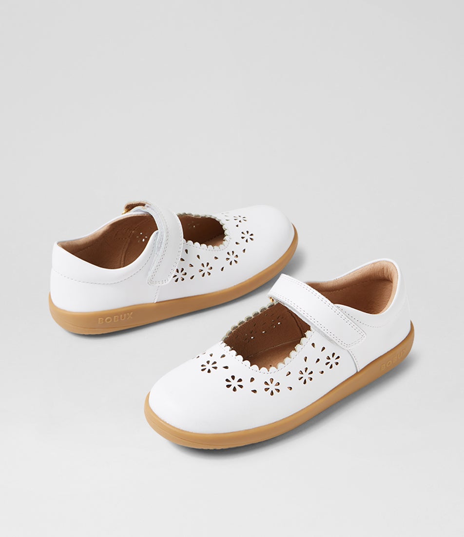 bobux Kp Tilly White Leather Flat Shoes