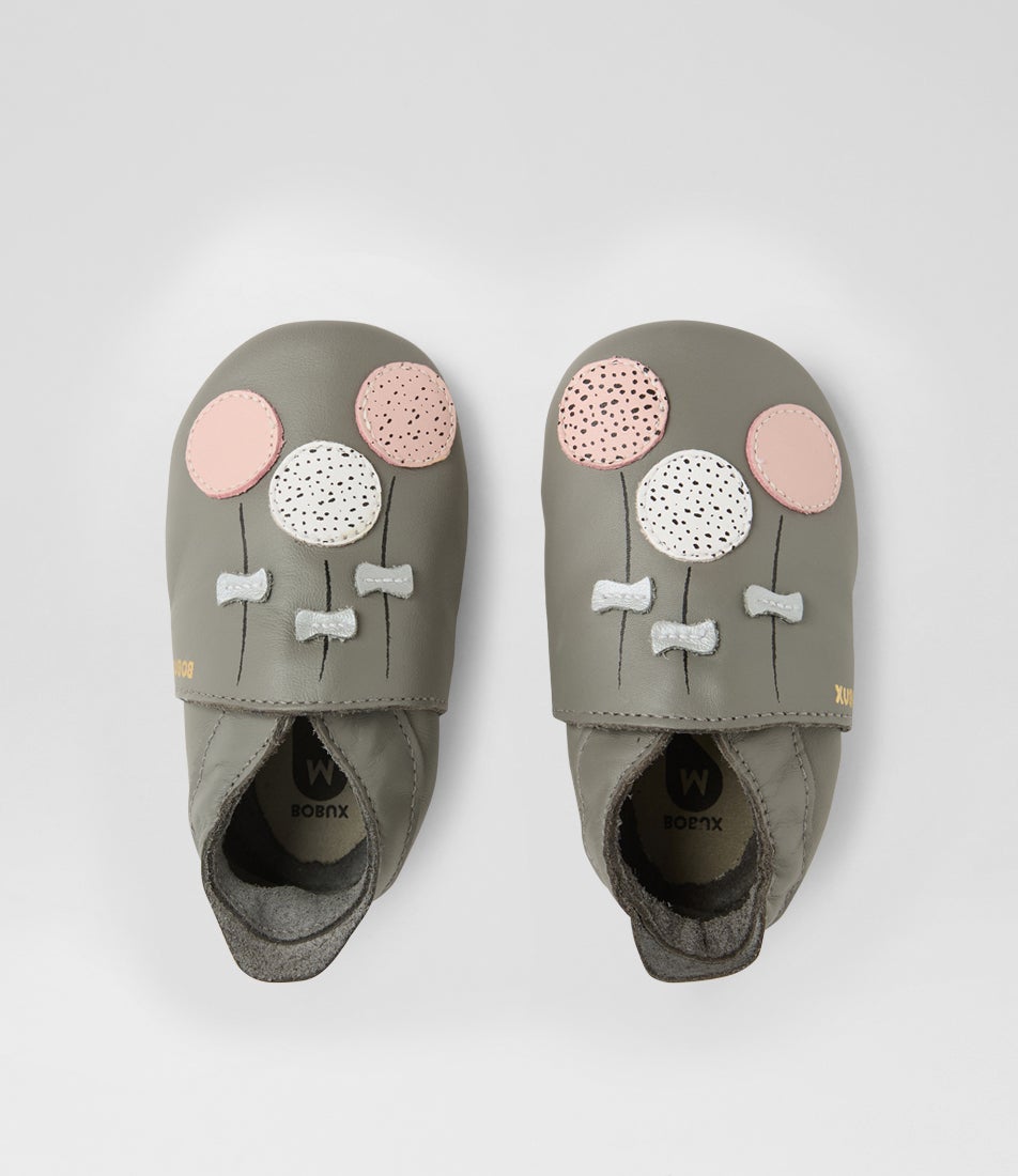bobux Ss Balloons Infant Grey Leather Flat Shoes