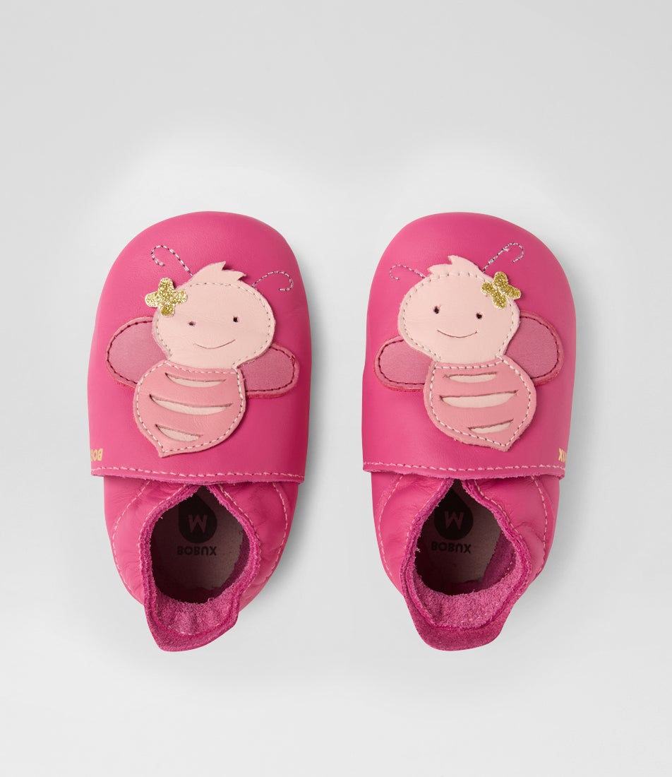 bobux Ss Bee Infant Pink Leather Flat Shoes