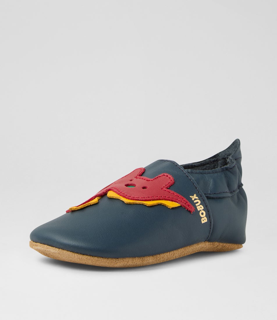 Bobux Ss Dinosaur Infant Navy Leather Flat Shoes