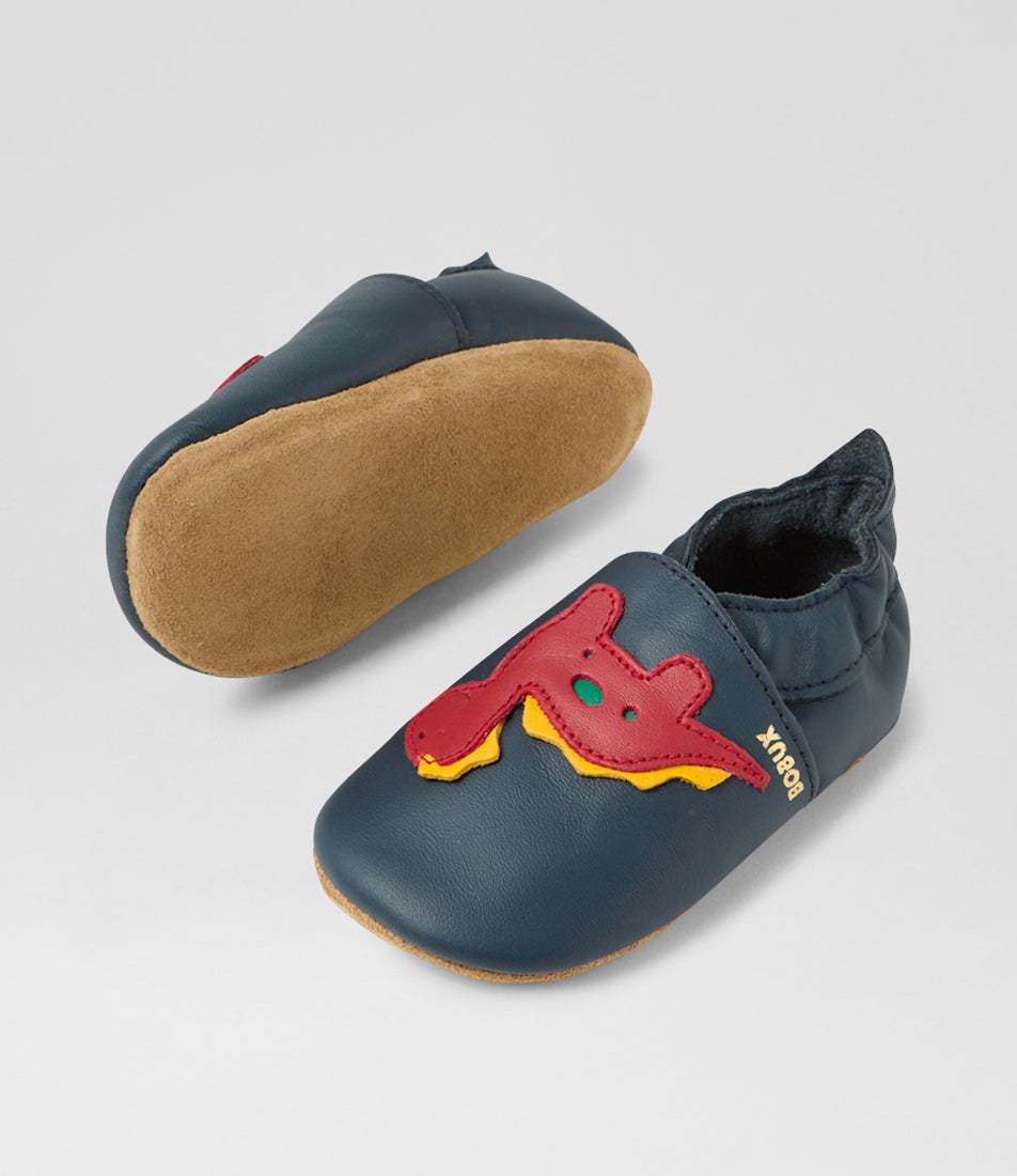 Bobux Ss Dinosaur Infant Navy Leather Flat Shoes