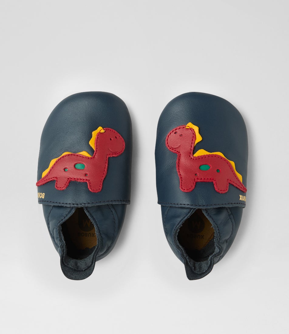 bobux Ss Dinosaur Infant Navy Leather Flat Shoes