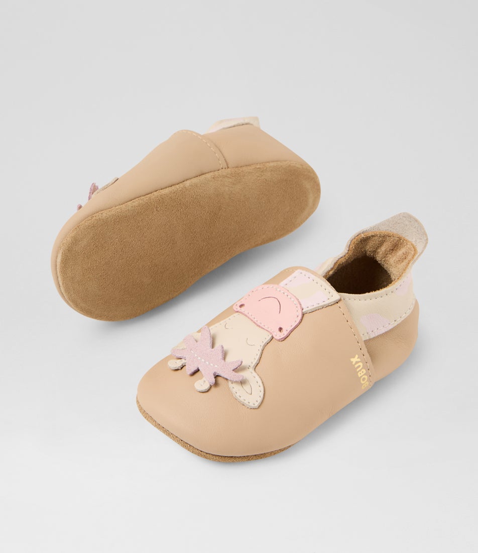 Bobux Ss Giraffe Infant Beige Leather Flat Shoes
