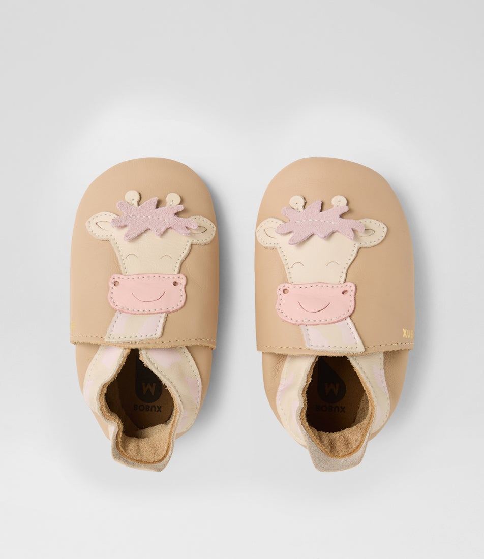 bobux Ss Giraffe Infant Beige Leather Flat Shoes