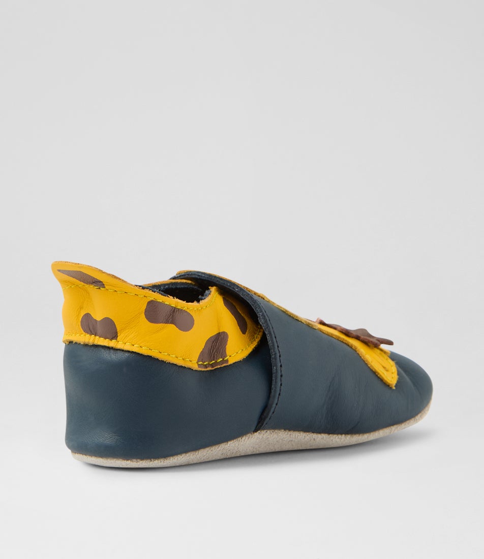 Bobux Ss Giraffe Infant Navy Leather Flat Shoes