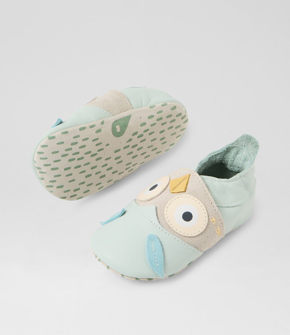 Bobux Ss Hootie Infant Seafoam Leather Flat Shoes