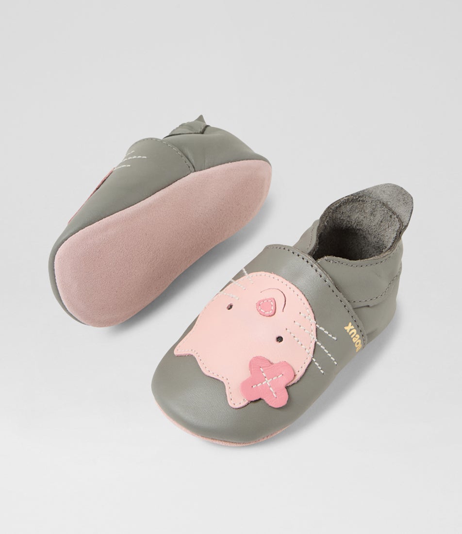 Bobux Ss Kitten Infant Grey Leather Flat Shoes