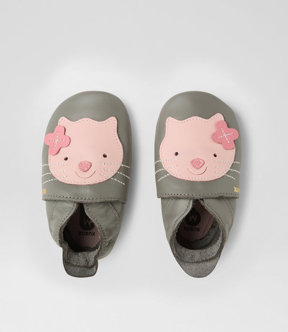 bobux Ss Kitten Infant Grey Leather Flat Shoes