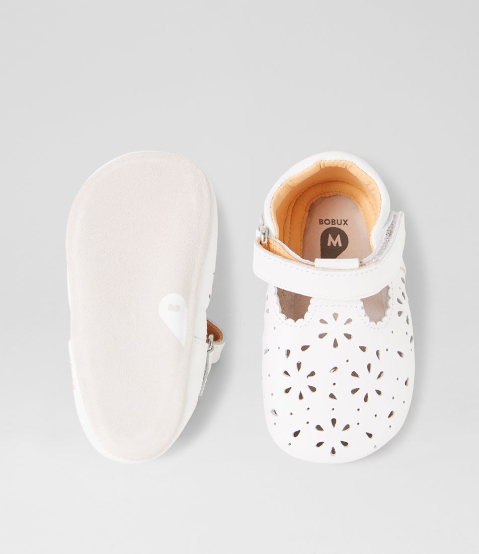 Bobux Ss Lacey Infant White Leather Flat Shoes