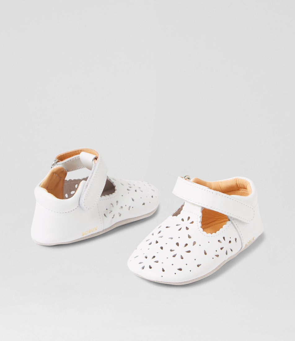 bobux Ss Lacey Infant White Leather Flat Shoes