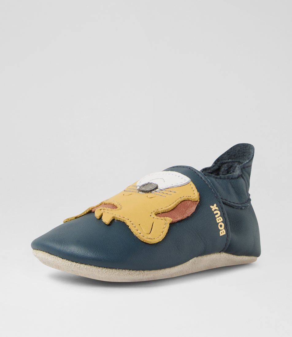 Bobux Ss Leopard Infant Navy Leather Flat Shoes