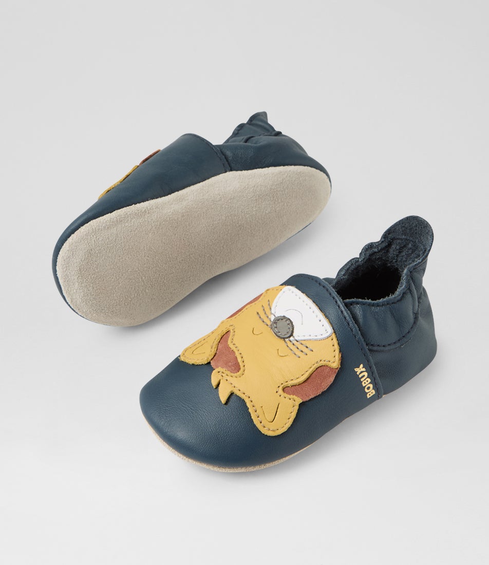 Bobux Ss Leopard Infant Navy Leather Flat Shoes