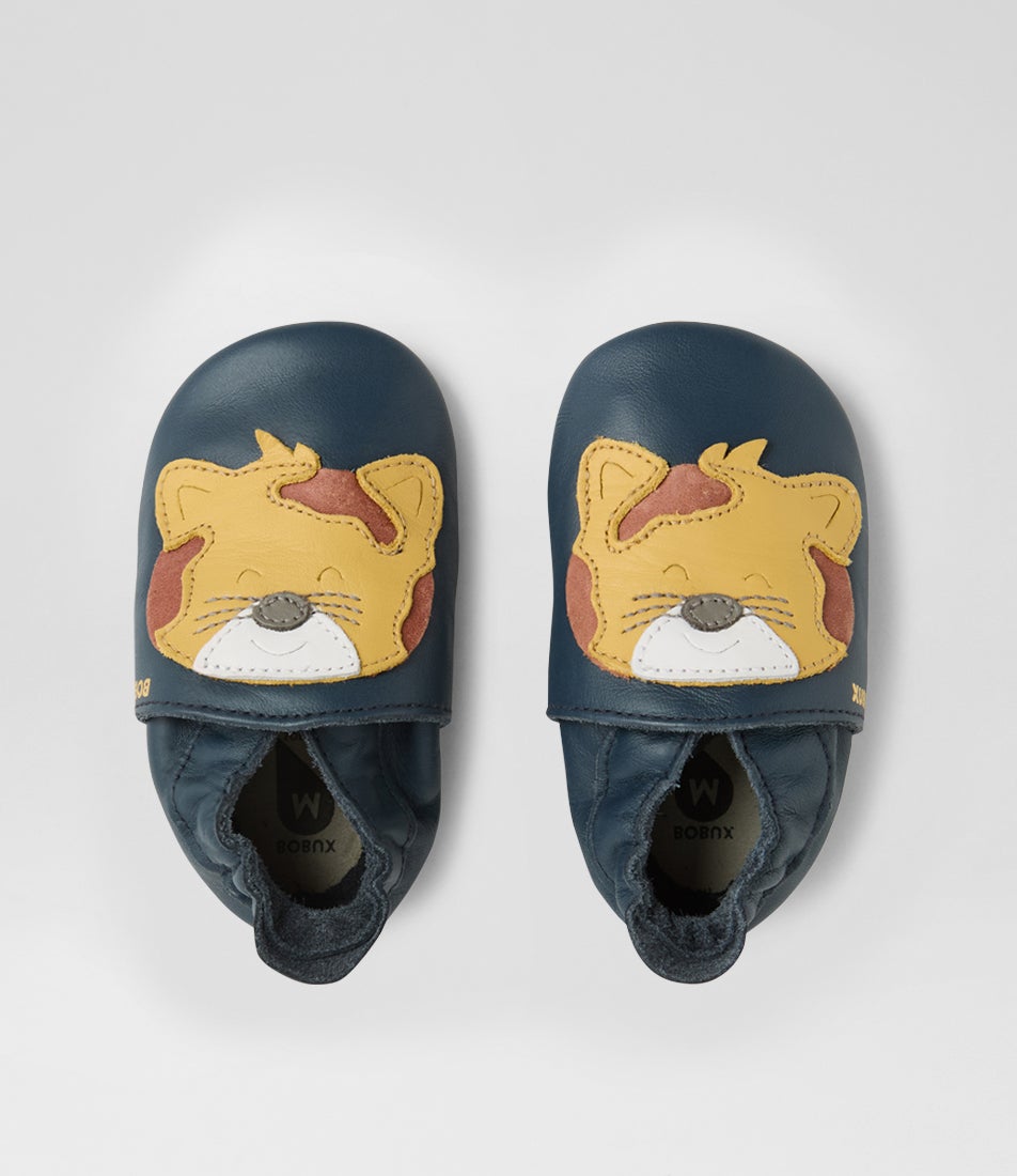 bobux Ss Leopard Infant Navy Leather Flat Shoes