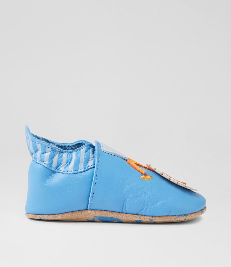 Bobux Ss Lionello Azure Blue Leather Flat Shoes