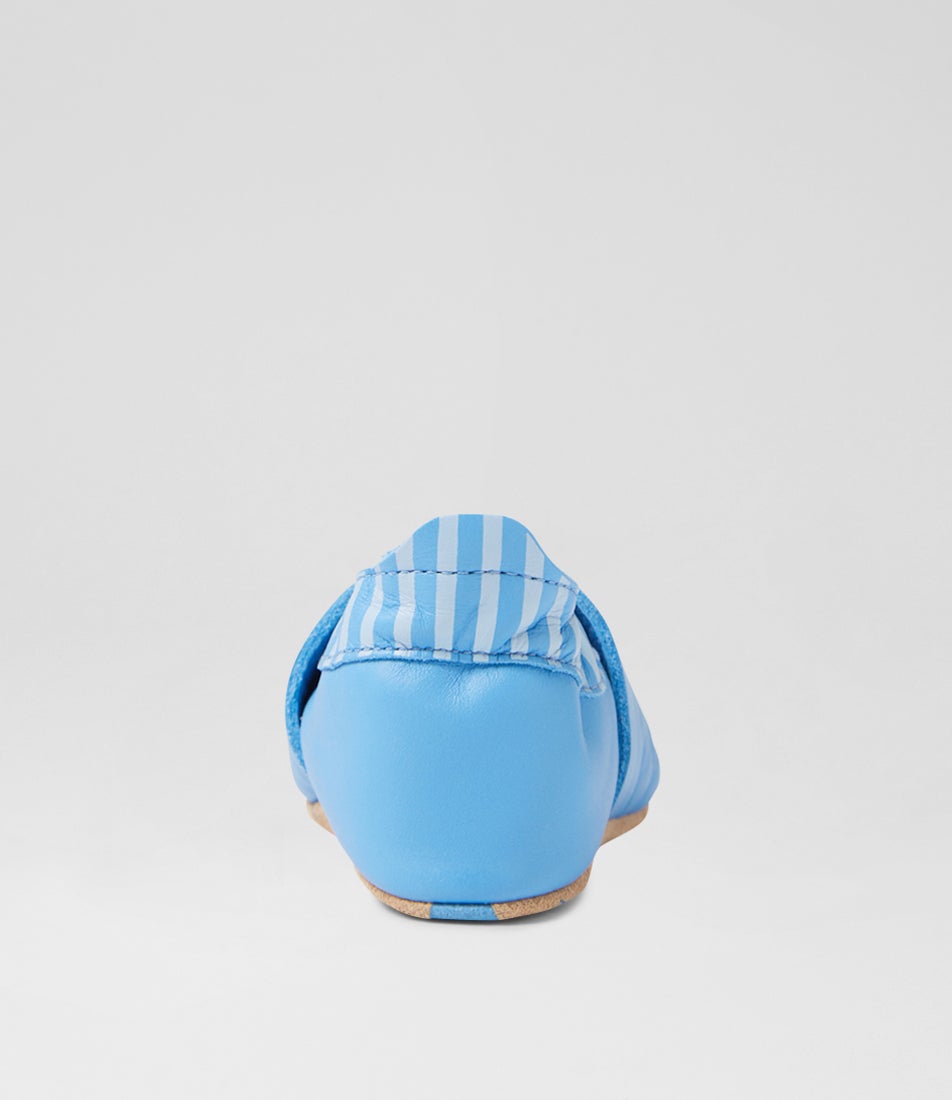 Bobux Ss Lionello Azure Blue Leather Flat Shoes