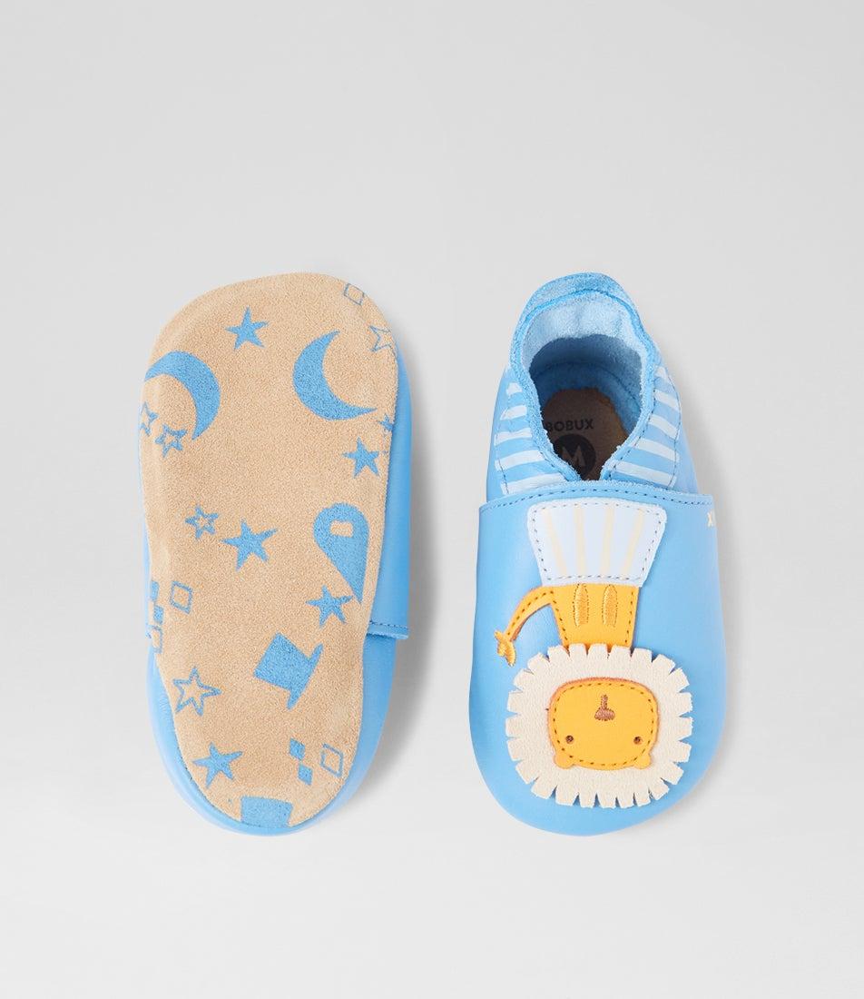 Bobux Ss Lionello Azure Blue Leather Flat Shoes