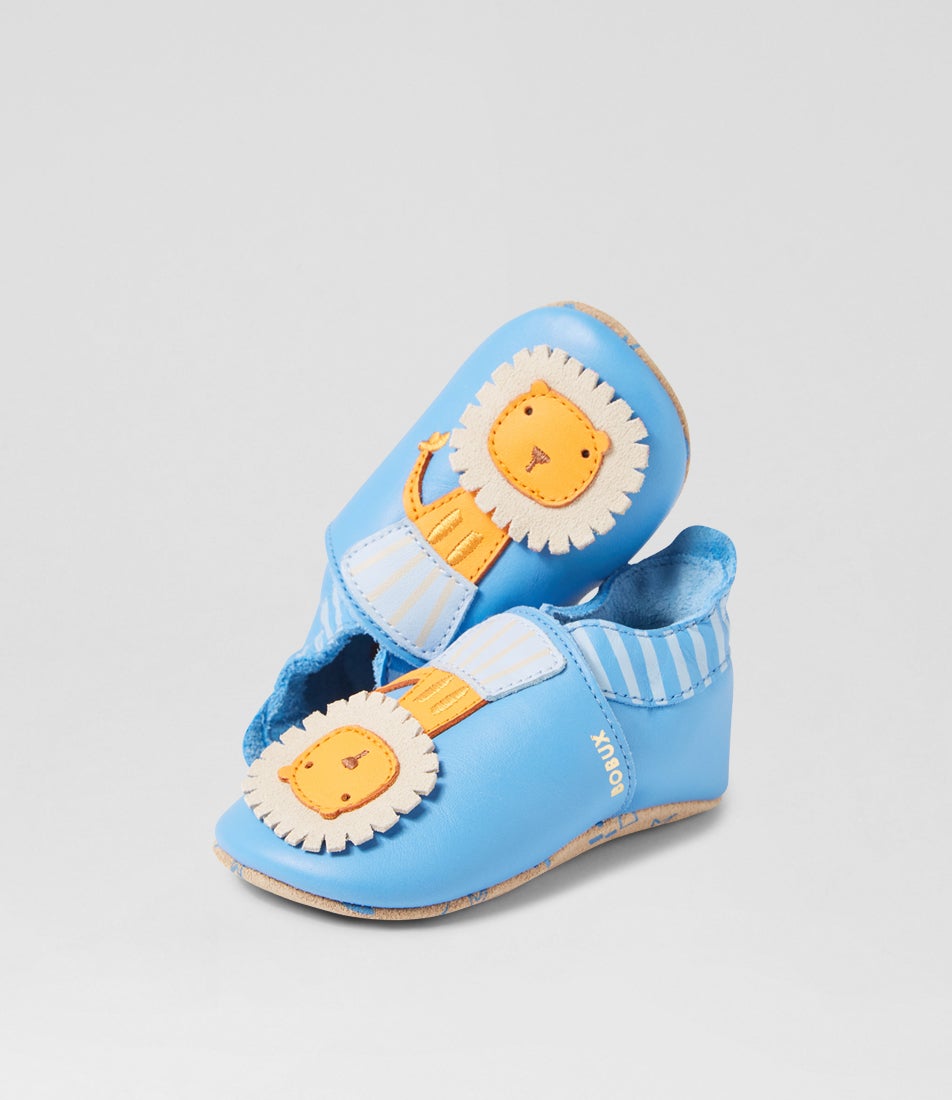 bobux Ss Lionello Azure Blue Leather Flat Shoes