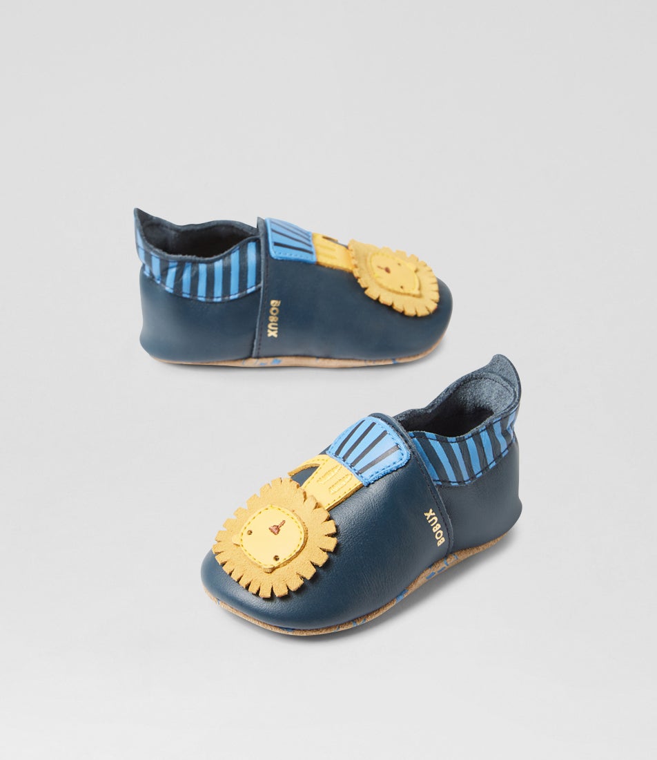 bobux Ss Lionello Navy Leather Flat Shoes