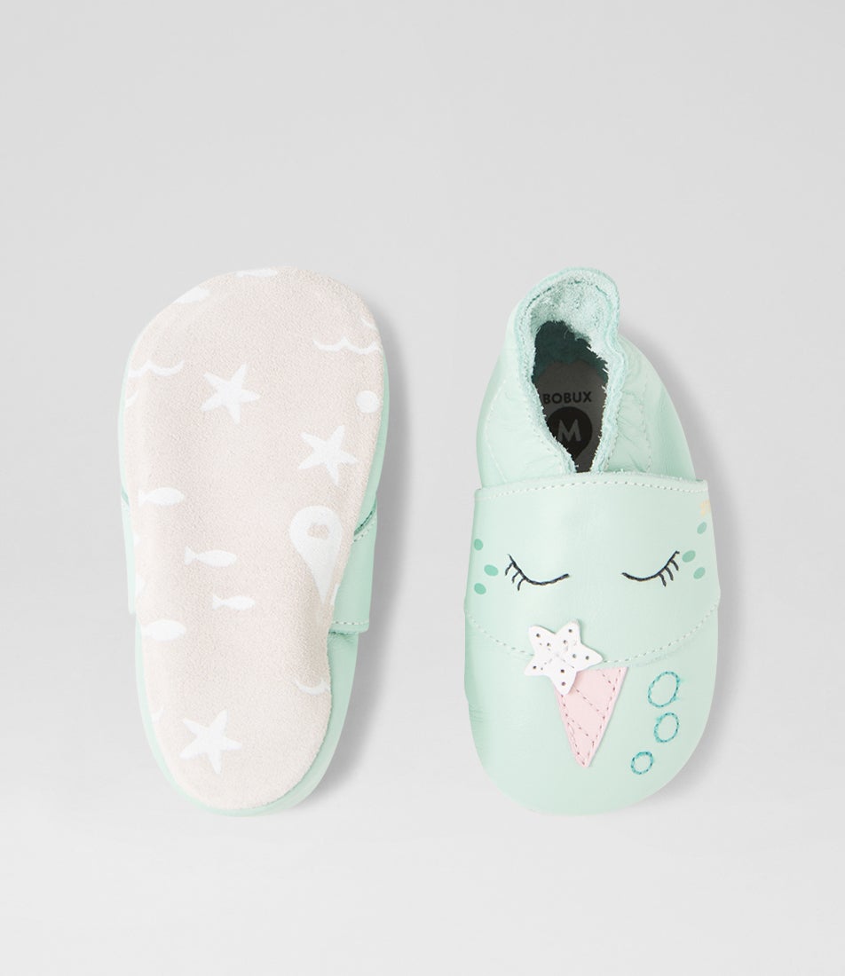 Bobux Ss Narwhal Birds Egg Leather Flat Shoes