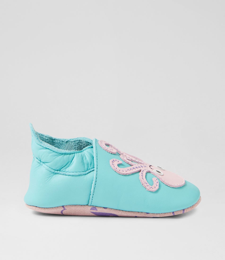 Bobux Ss Octopus Pool Blue Leather Flat Shoes