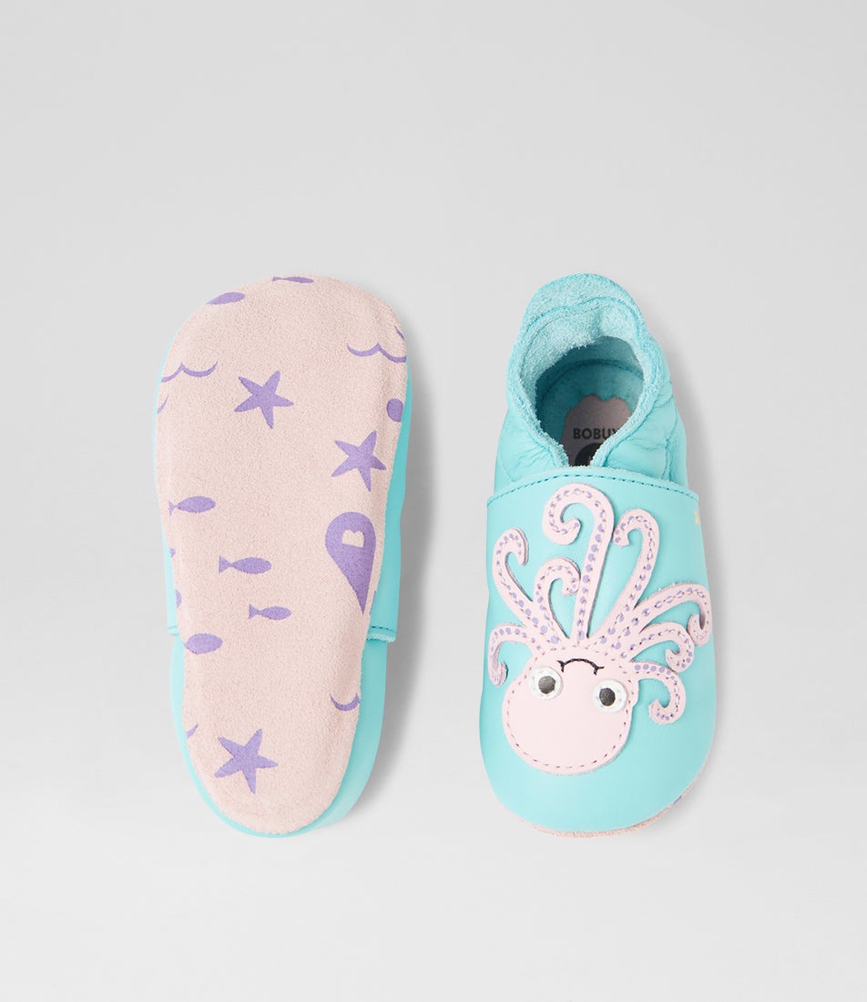 Bobux Ss Octopus Pool Blue Leather Flat Shoes