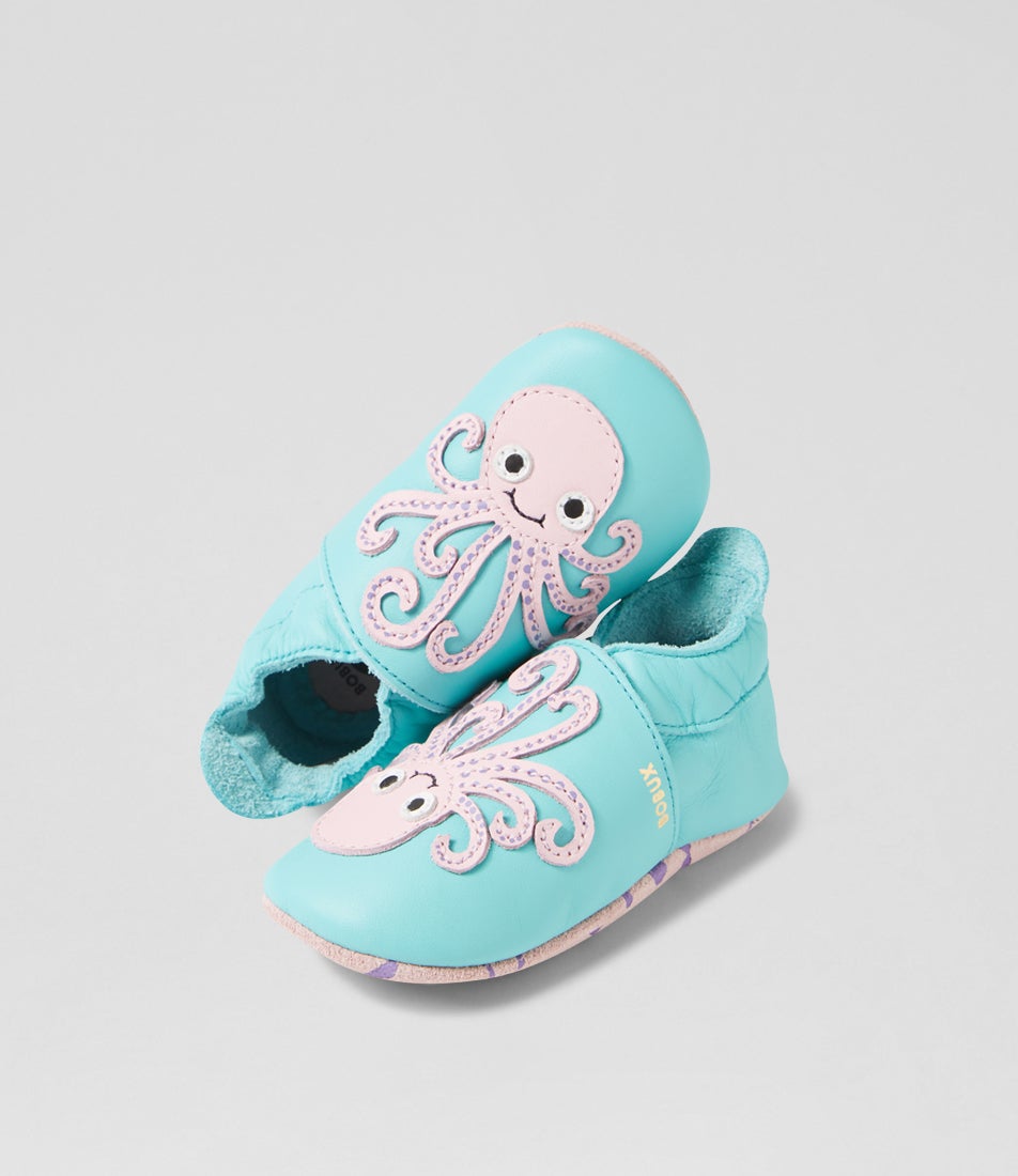 bobux Ss Octopus Pool Blue Leather Flat Shoes