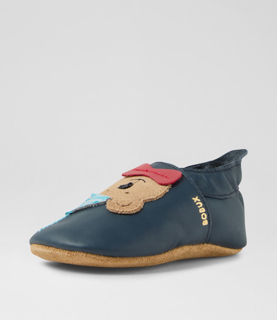 Bobux Ss Party Bear Infant Navy Leather Flat Shoes