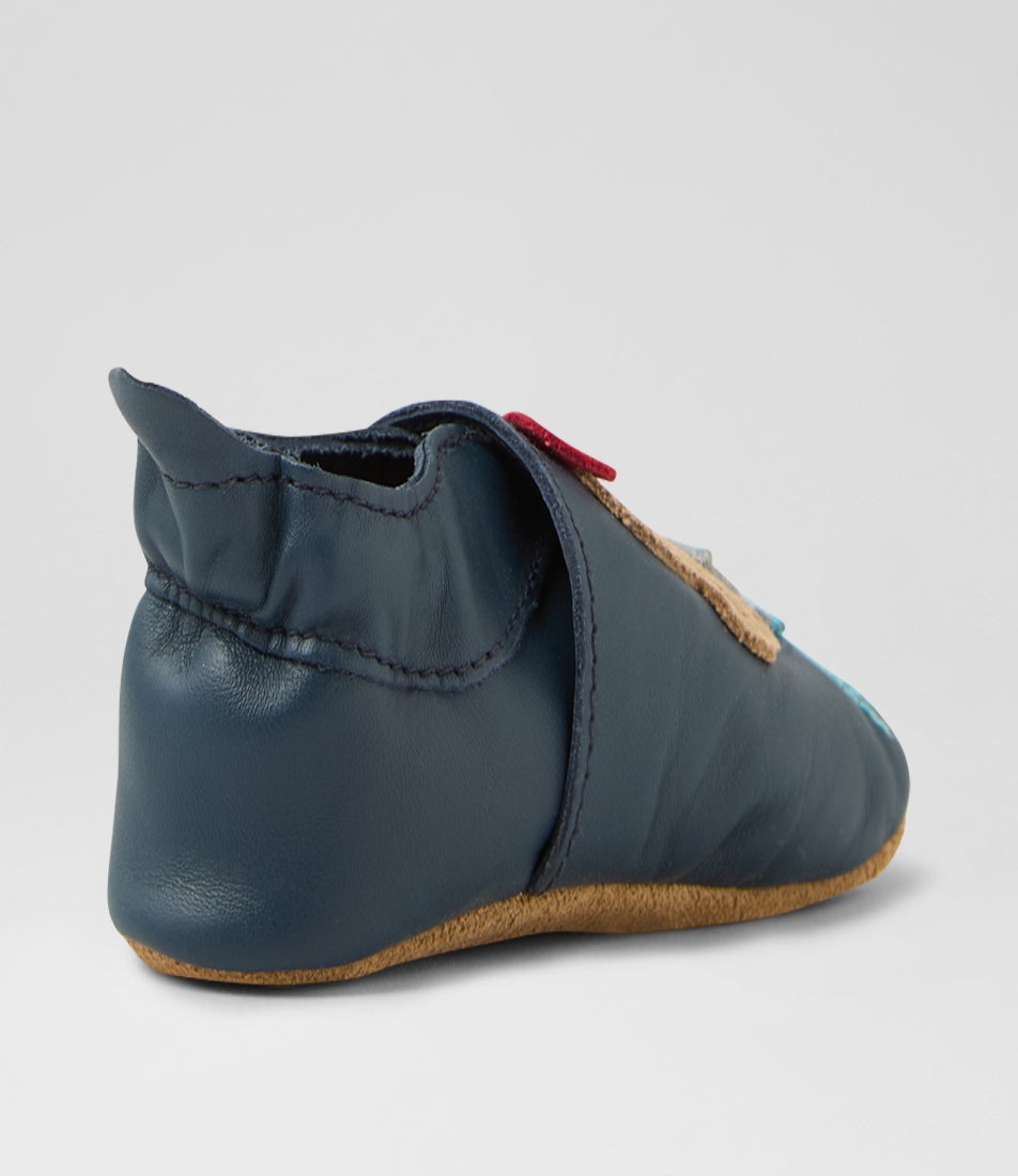 Bobux Ss Party Bear Infant Navy Leather Flat Shoes